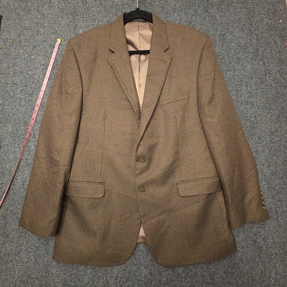Chaps Blazer Sport Coat Mens XL Brown Check Tweed Classic Fall Casual Jacket